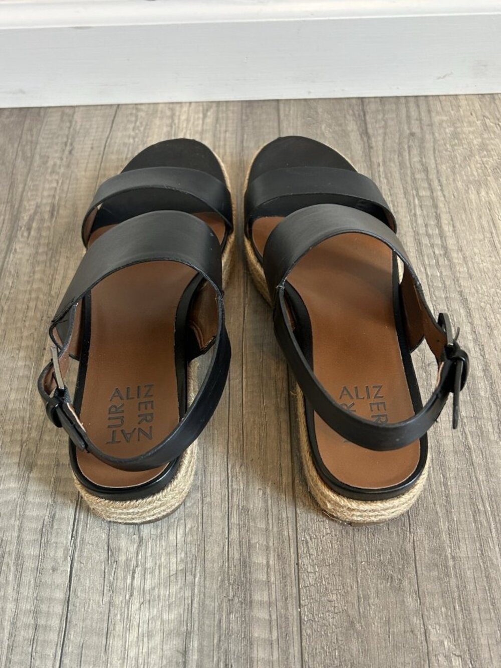 Naturalizer women’s sandals Size 8.5 Strapped Black Rope Buckle Strappy Beach - Picture 6 of 11